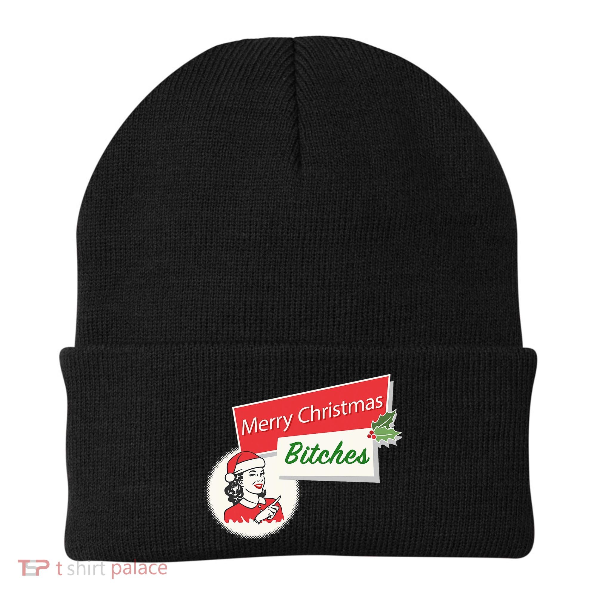 Funny Merry Christmas Bitches Inappropriate Adult Beanie