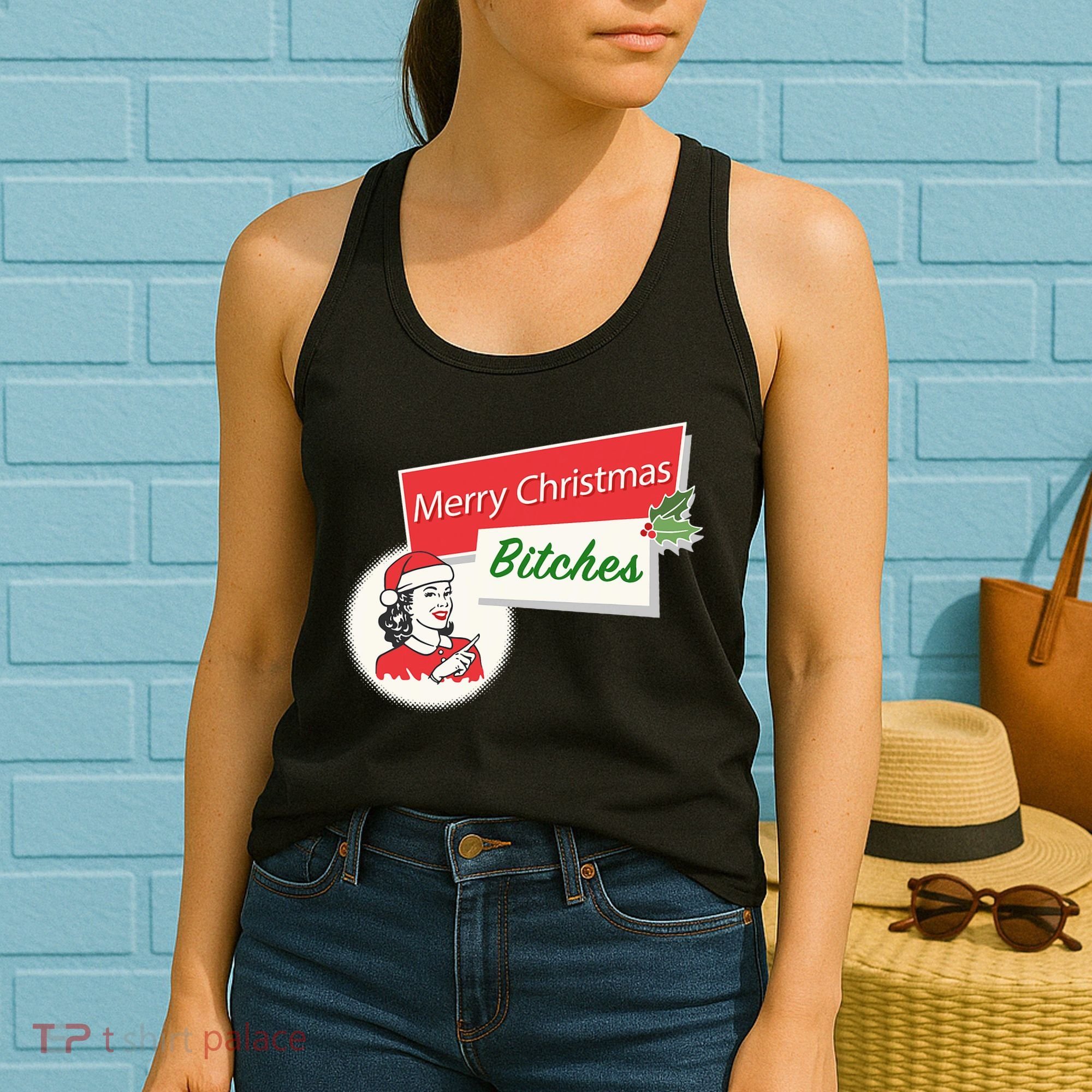 Funny Merry Christmas Bitches Inappropriate Adult Women's Tank Top