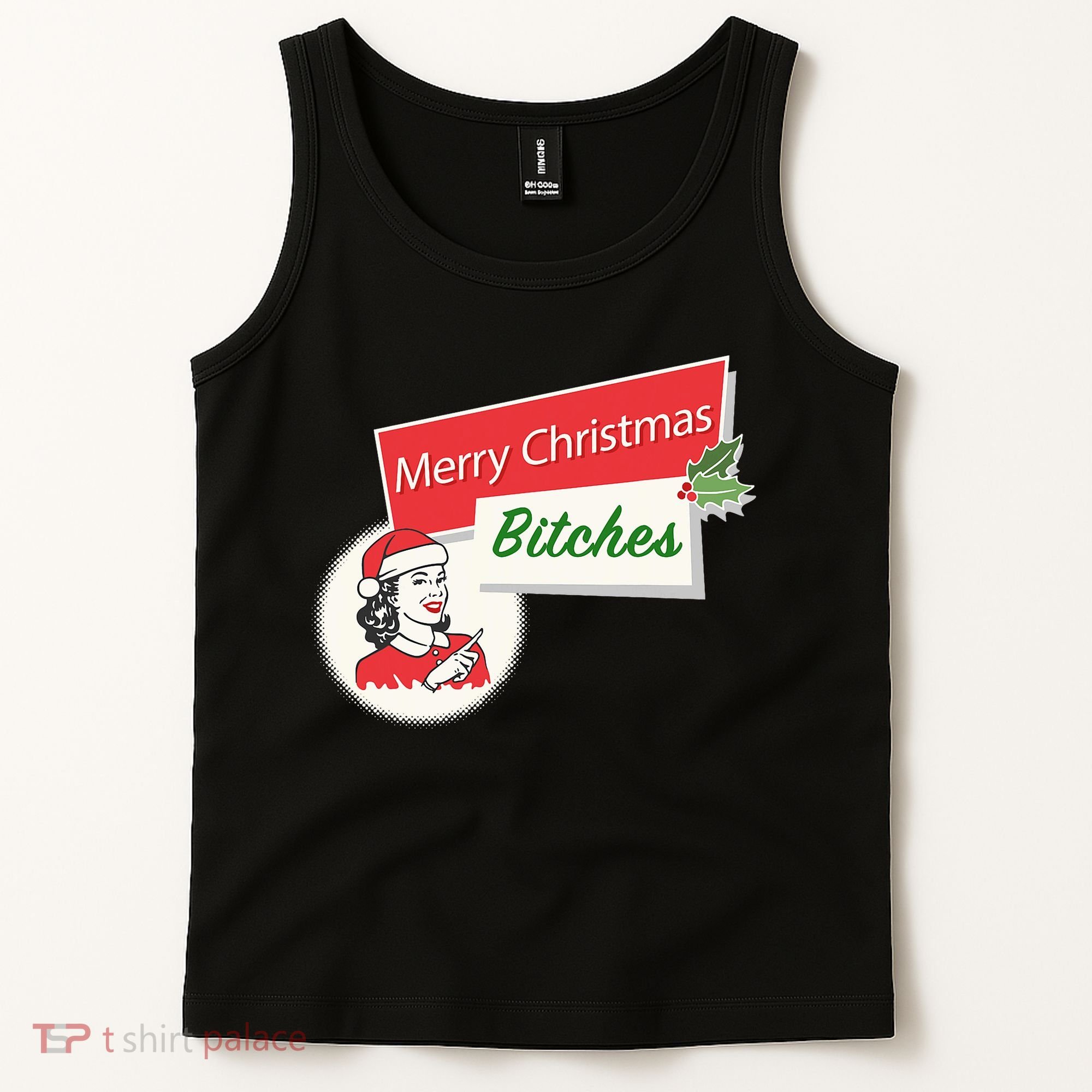 Funny Merry Christmas Bitches Inappropriate Adult Tank Top