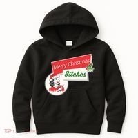 Funny Merry Christmas Bitches Inappropriate Adult Kids Hoodie thumb 0