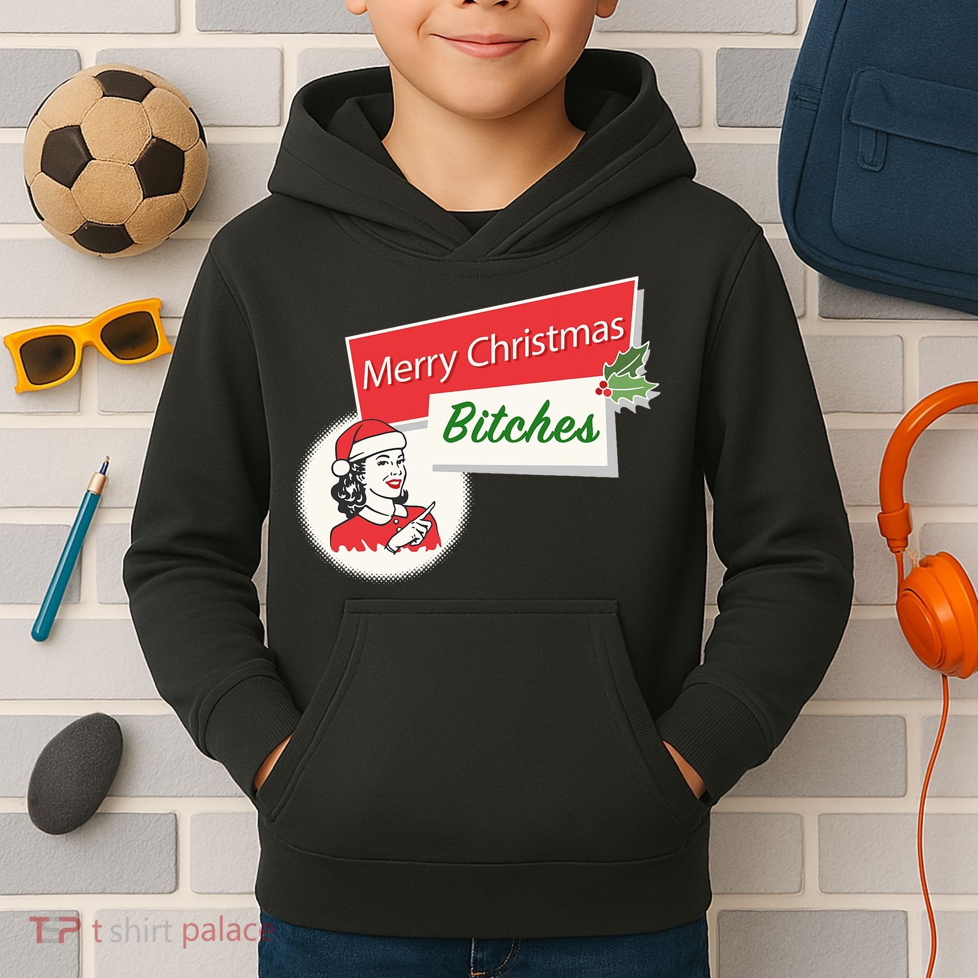 Funny Merry Christmas Bitches Inappropriate Adult Kids Hoodie