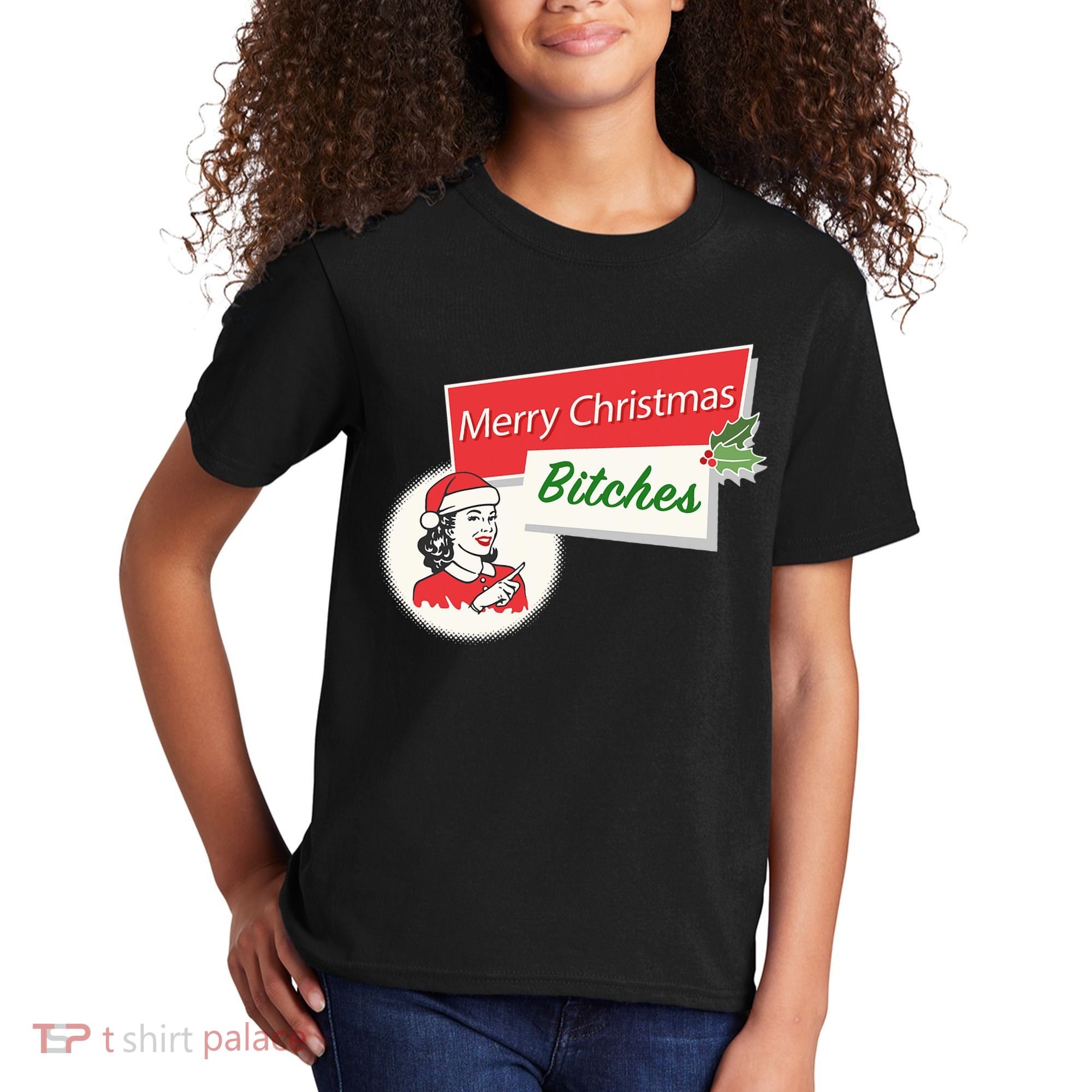 Funny Merry Christmas Bitches Inappropriate Adult Kids T-Shirt
