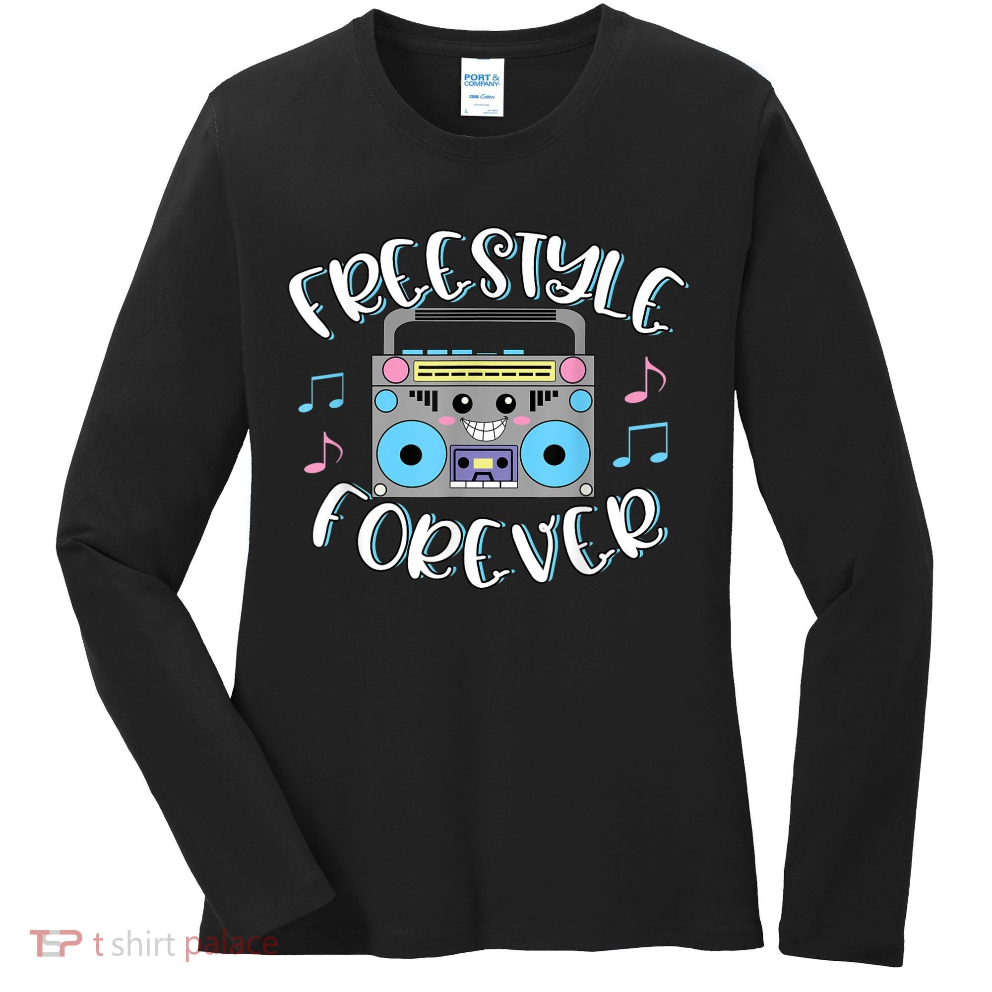Freestyle Music Cute Boombox Retro Dance Music Women's Long Sleeve Shirt