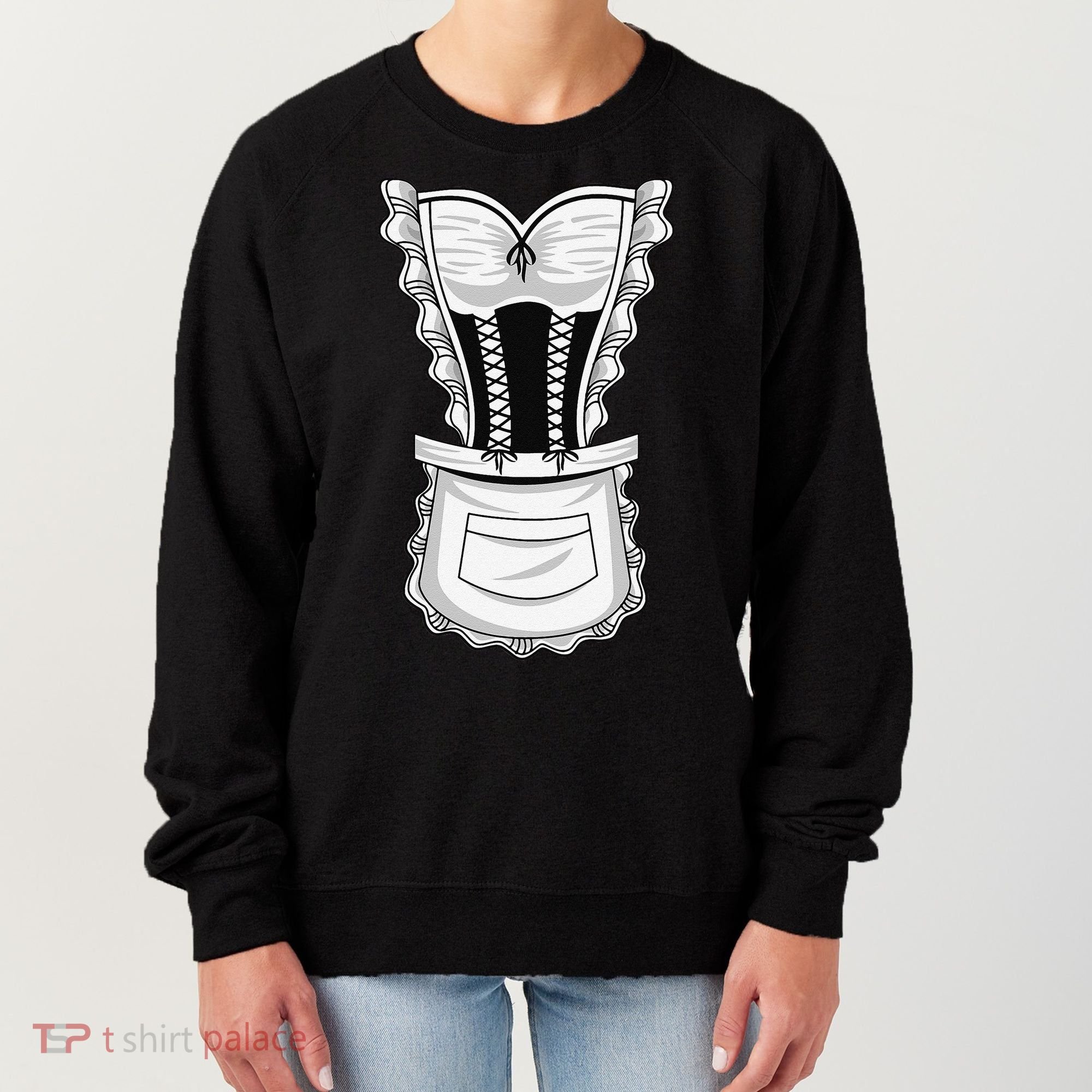 French Maid Costume Cool Halloween Housemaid Gift Women's Sweatshirt