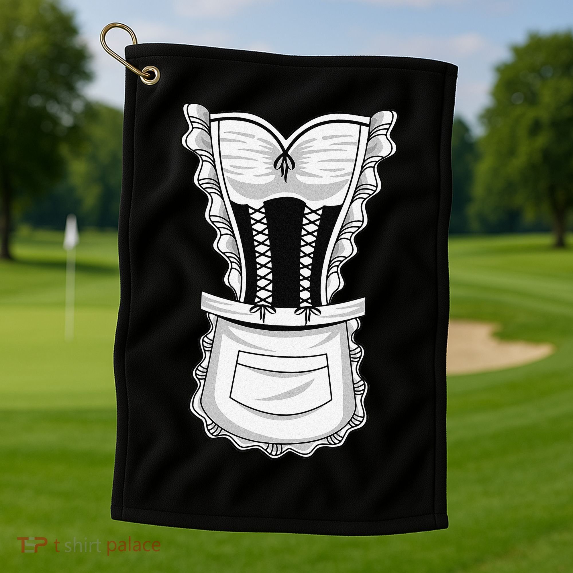 French Maid Costume Cool Halloween Housemaid Gift Golf Towel