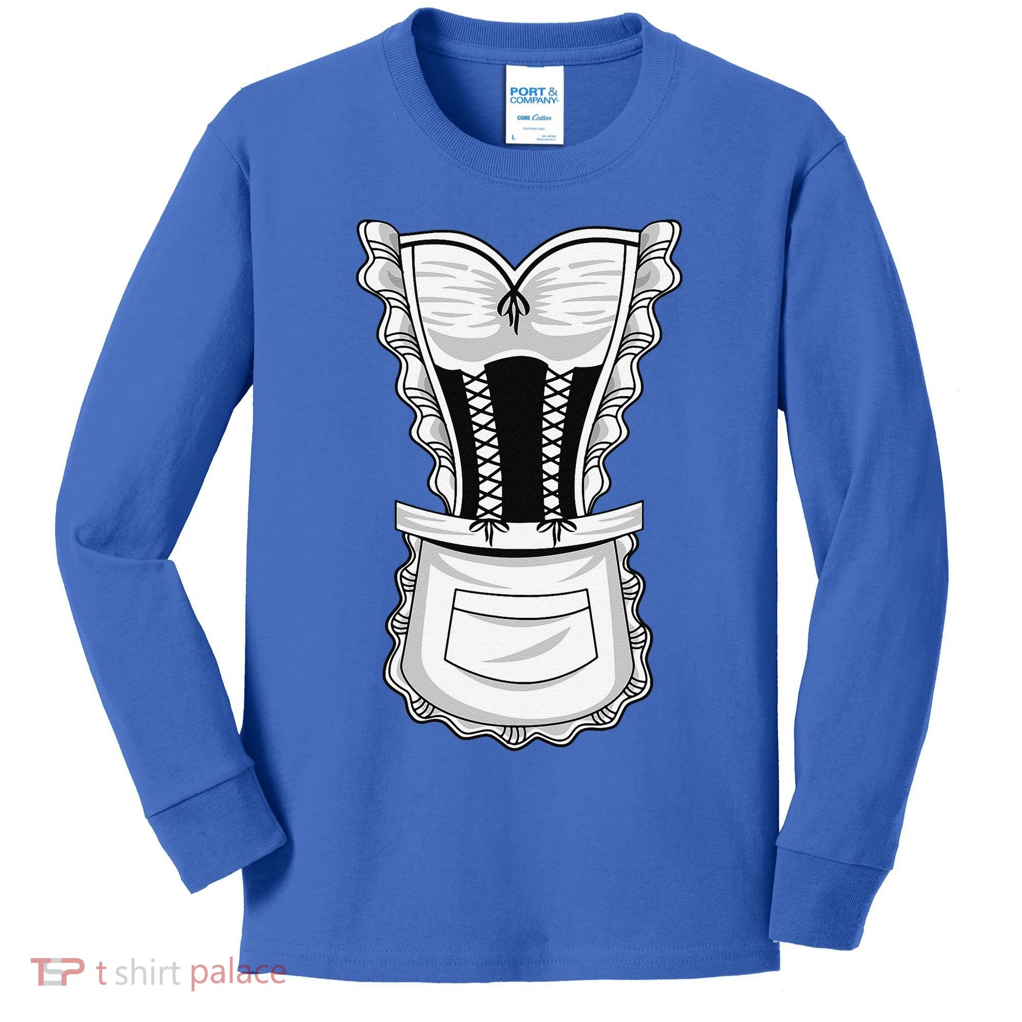 French Maid Costume Cool Halloween Housemaid Gift Kids Long Sleeve Shirt