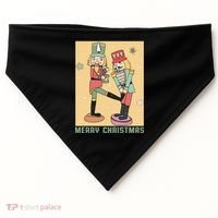 Funny Merry Christmas Nut Cracker Getting Nut Cracked USA-Made Doggie Bandana thumb 0