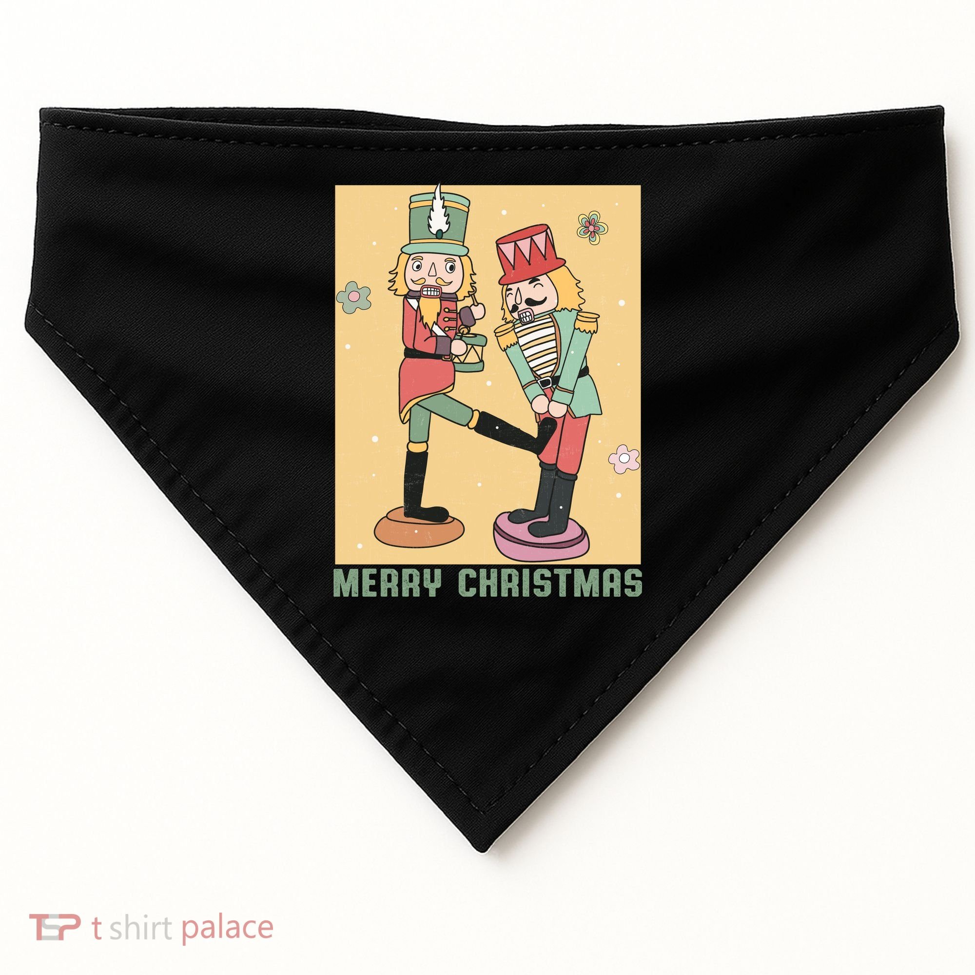 Funny Merry Christmas Nut Cracker Getting Nut Cracked USA-Made Doggie Bandana