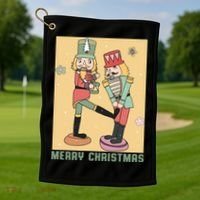 Funny Merry Christmas Nut Cracker Getting Nut Cracked Golf Towel thumb 1