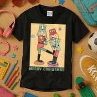Funny Merry Christmas Nut Cracker Getting Nut Cracked Kids T-Shirt thumb 3