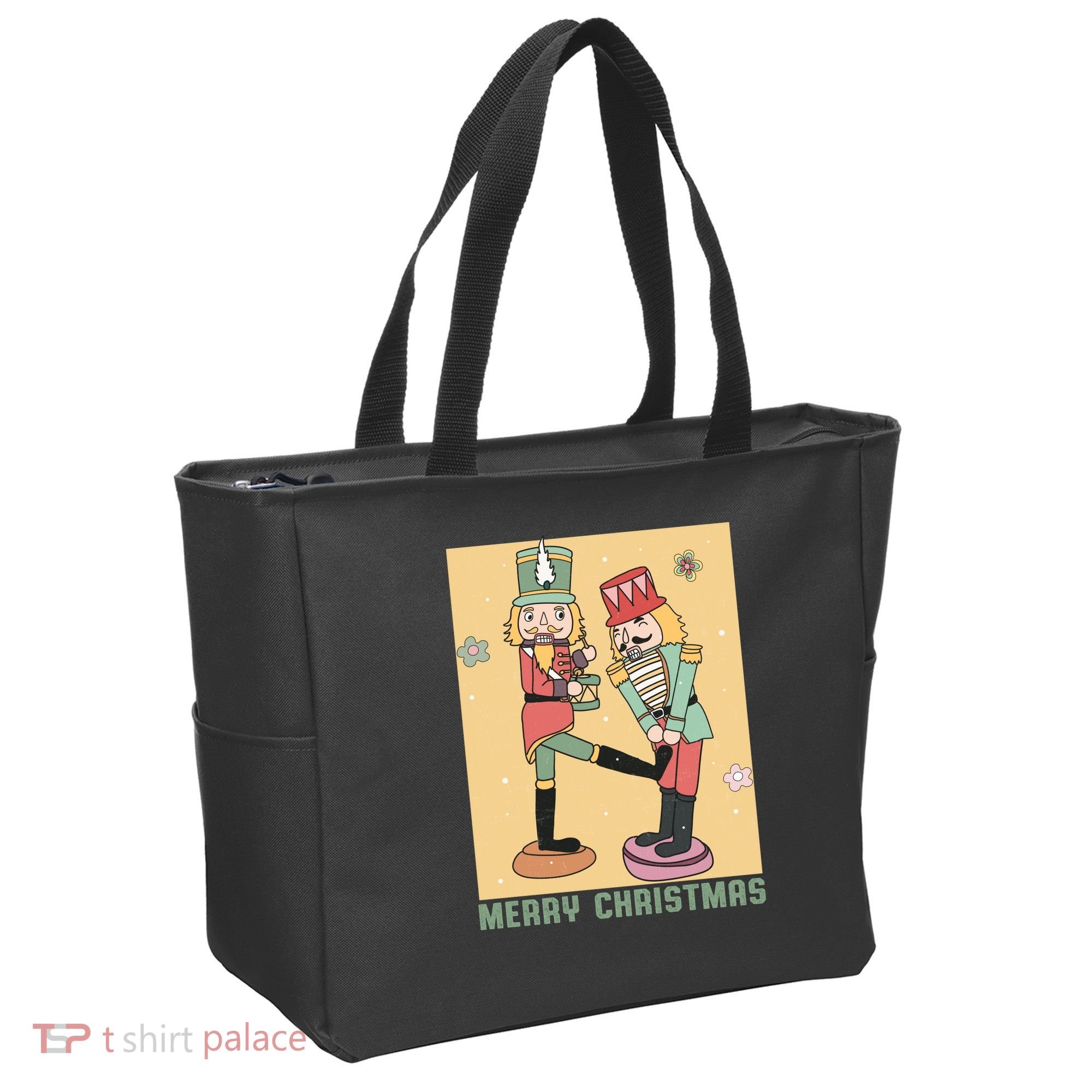 Funny Merry Christmas Nut Cracker Getting Nut Cracked Tote Bag