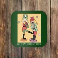 Funny Merry Christmas Nut Cracker Getting Nut Cracked Coaster thumb 0