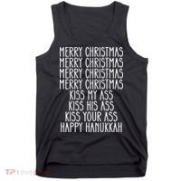 Funny Merry Christmas Kiss My Ass Tank Top thumb 0