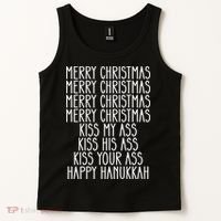 Funny Merry Christmas Kiss My Ass Tank Top thumb 2