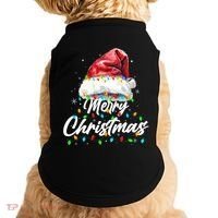 Festive Merry Christmas Santa Hat Christmas Lights Doggie Tank thumb 0