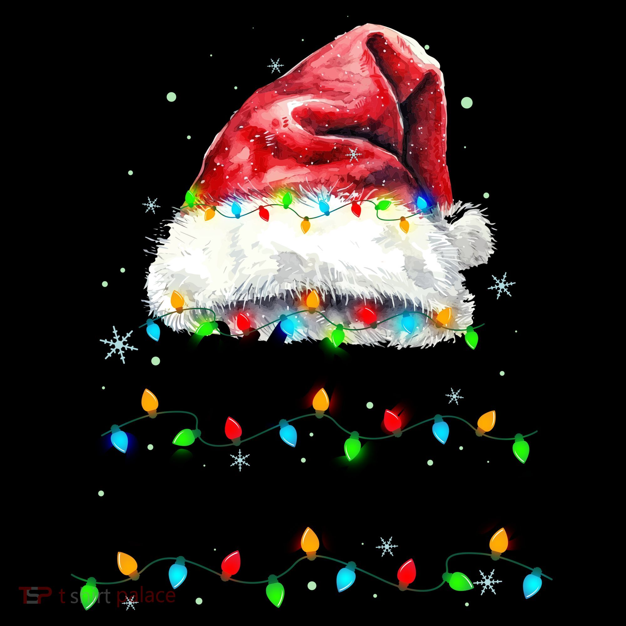 Festive Merry Christmas Santa Hat Christmas Lights Coffee Mug