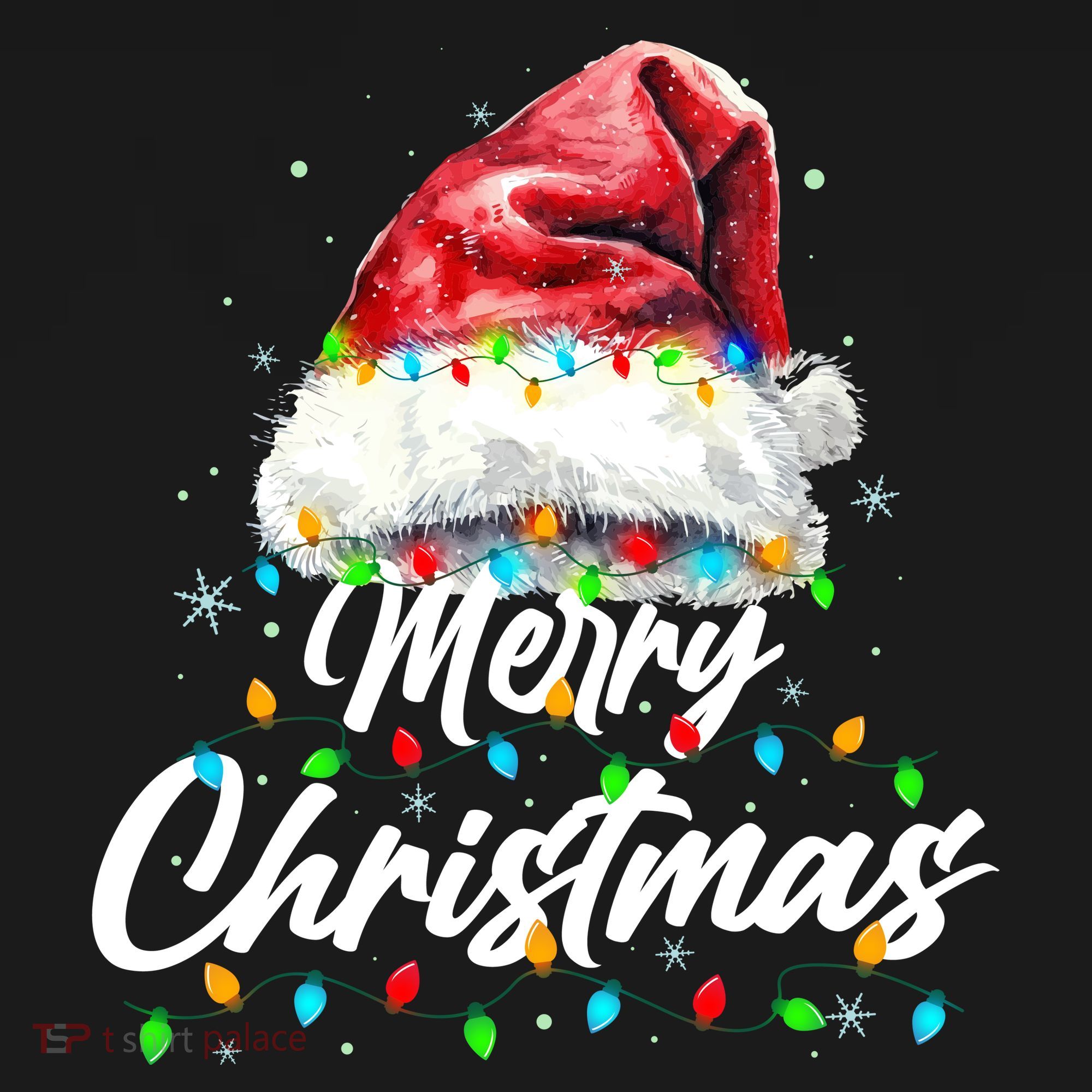 Festive Merry Christmas Santa Hat Christmas Lights Women's Hoodie