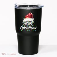 Festive Merry Christmas Santa Hat Christmas Lights Tumbler thumb 0