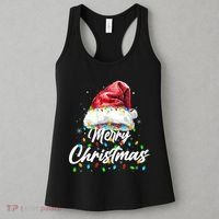 Festive Merry Christmas Santa Hat Christmas Lights Women's Tank Top thumb 3