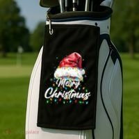 Festive Merry Christmas Santa Hat Christmas Lights Golf Towel thumb 2