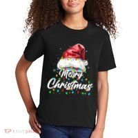 Festive Merry Christmas Santa Hat Christmas Lights Kids T-Shirt thumb 2