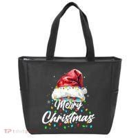 Festive Merry Christmas Santa Hat Christmas Lights Tote Bag thumb 0
