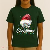 Festive Merry Christmas Santa Hat Christmas Lights T-Shirt thumb 4