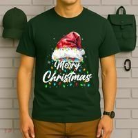 Festive Merry Christmas Santa Hat Christmas Lights T-Shirt thumb 6