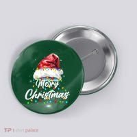 Festive Merry Christmas Santa Hat Christmas Lights Button thumb 0