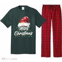 Festive Merry Christmas Santa Hat Christmas Lights Pajama Set thumb 0