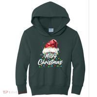 Festive Merry Christmas Santa Hat Christmas Lights Kids Hoodie thumb 0