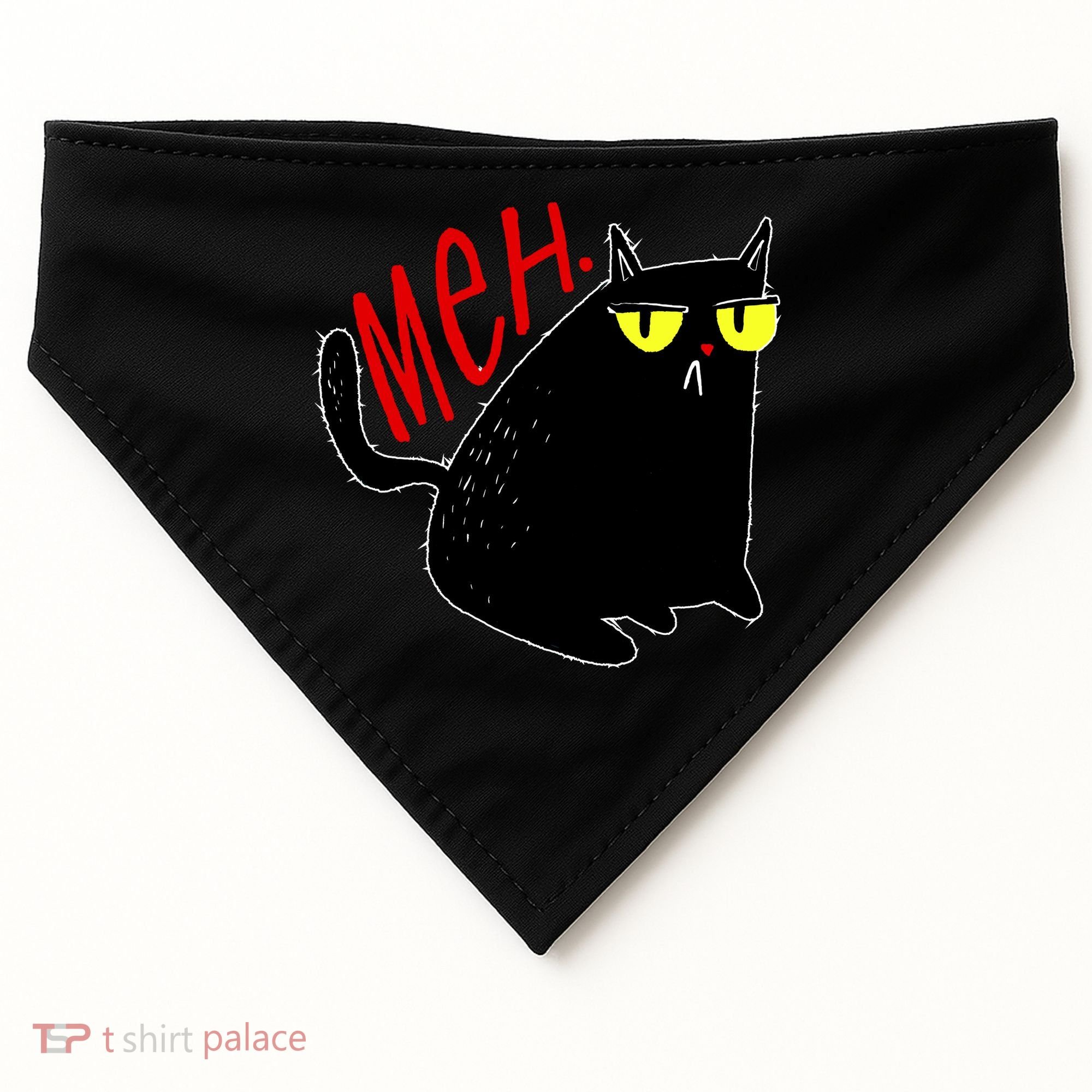 Funny Meh. Cat Meme For Cat Lovers USA-Made Doggie Bandana
