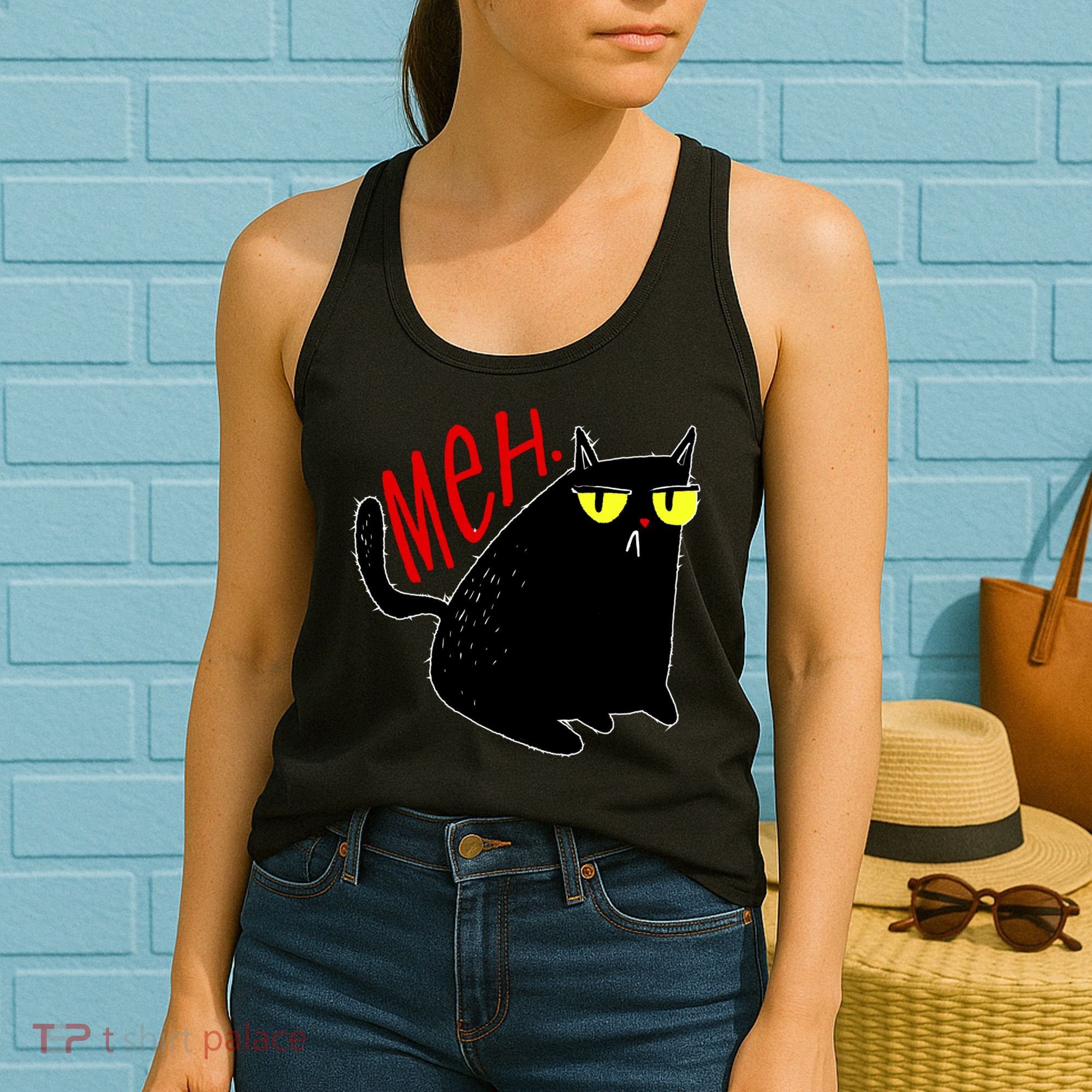 Funny Meh. Cat Meme For Cat Lovers Women's Tank Top