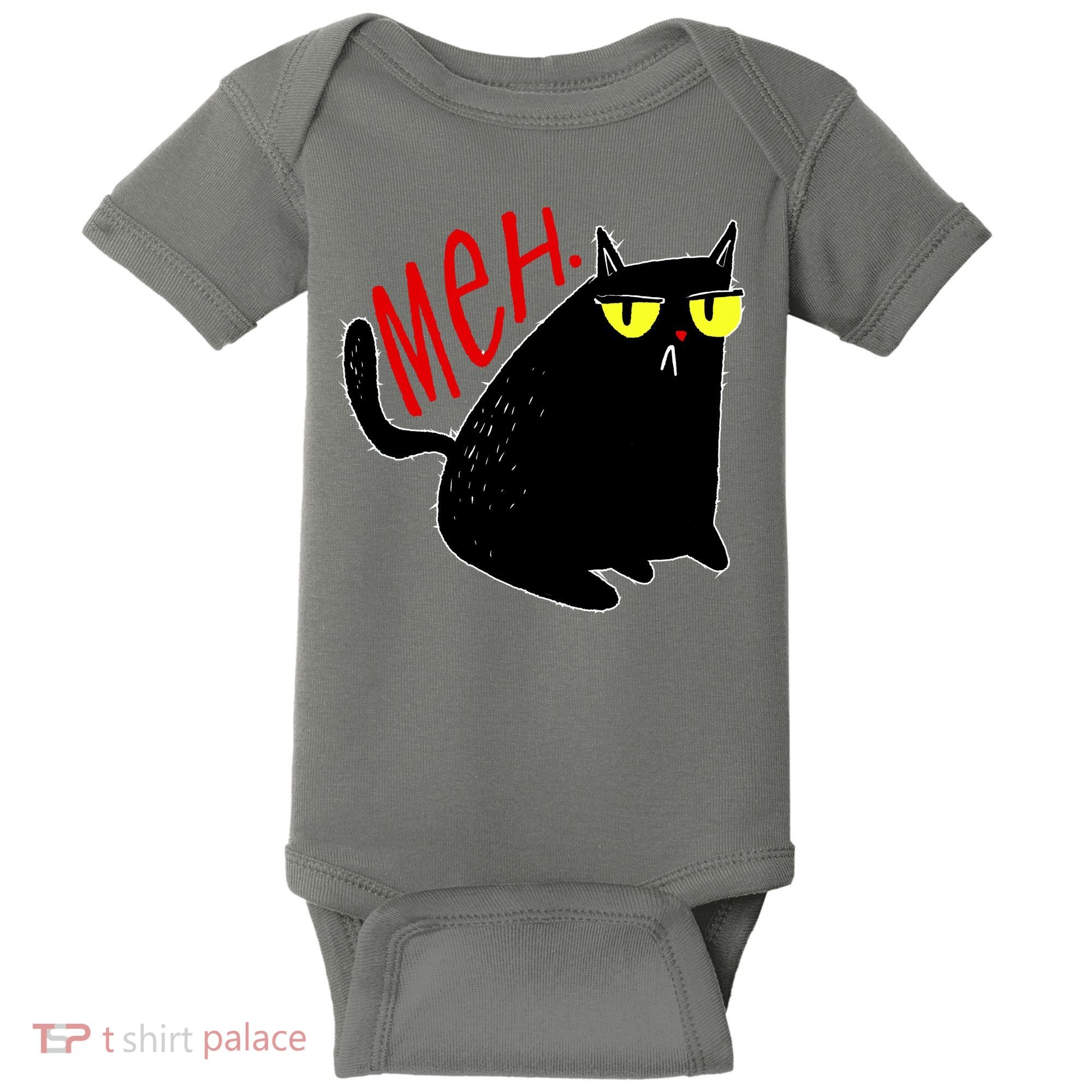 Funny Meh. Cat Meme For Cat Lovers Baby Bodysuit