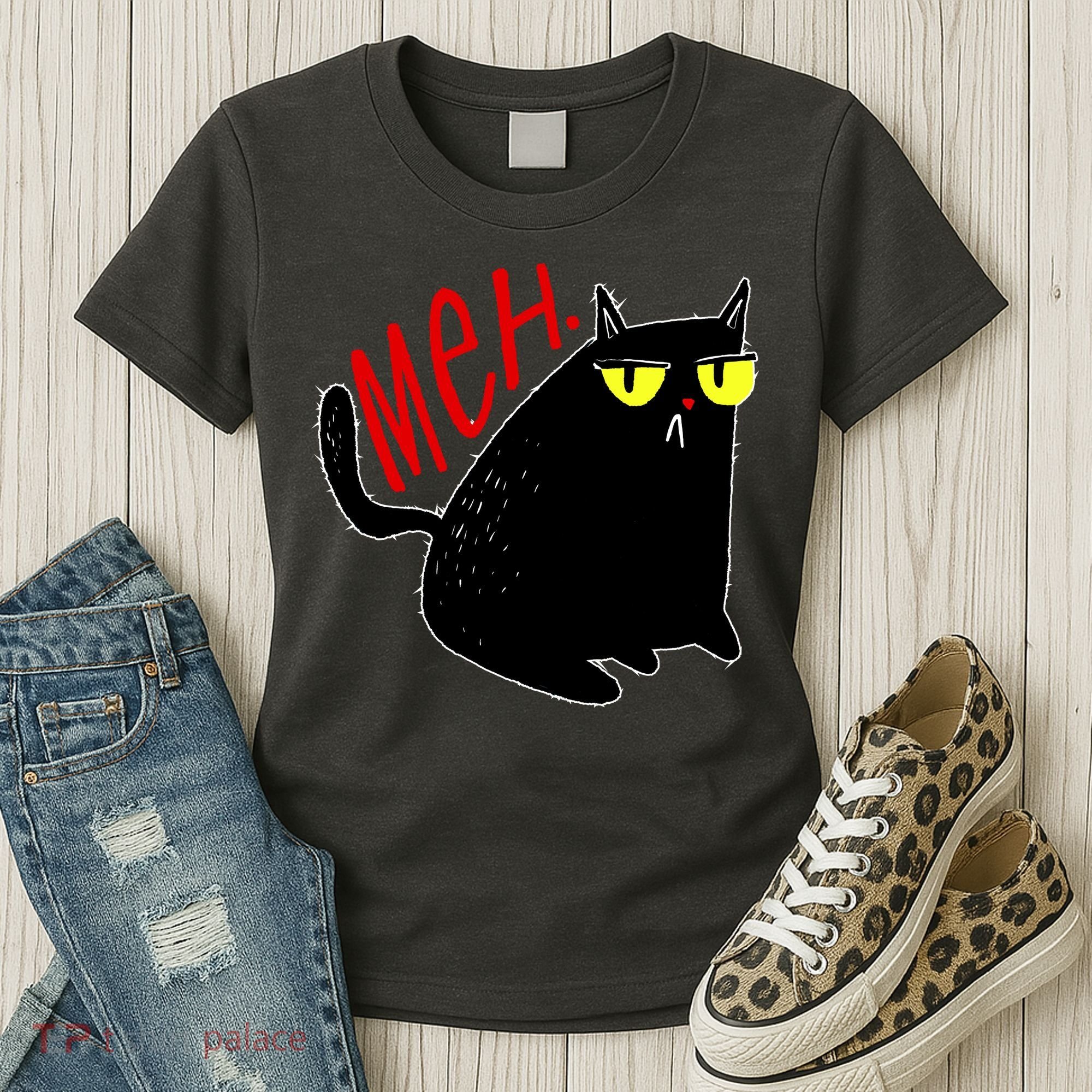 Funny Meh. Cat Meme For Cat Lovers Women's T-Shirt