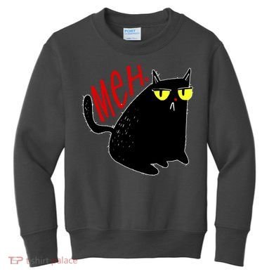 Funny Meh. Cat Meme For Cat Lovers Kids Sweatshirt