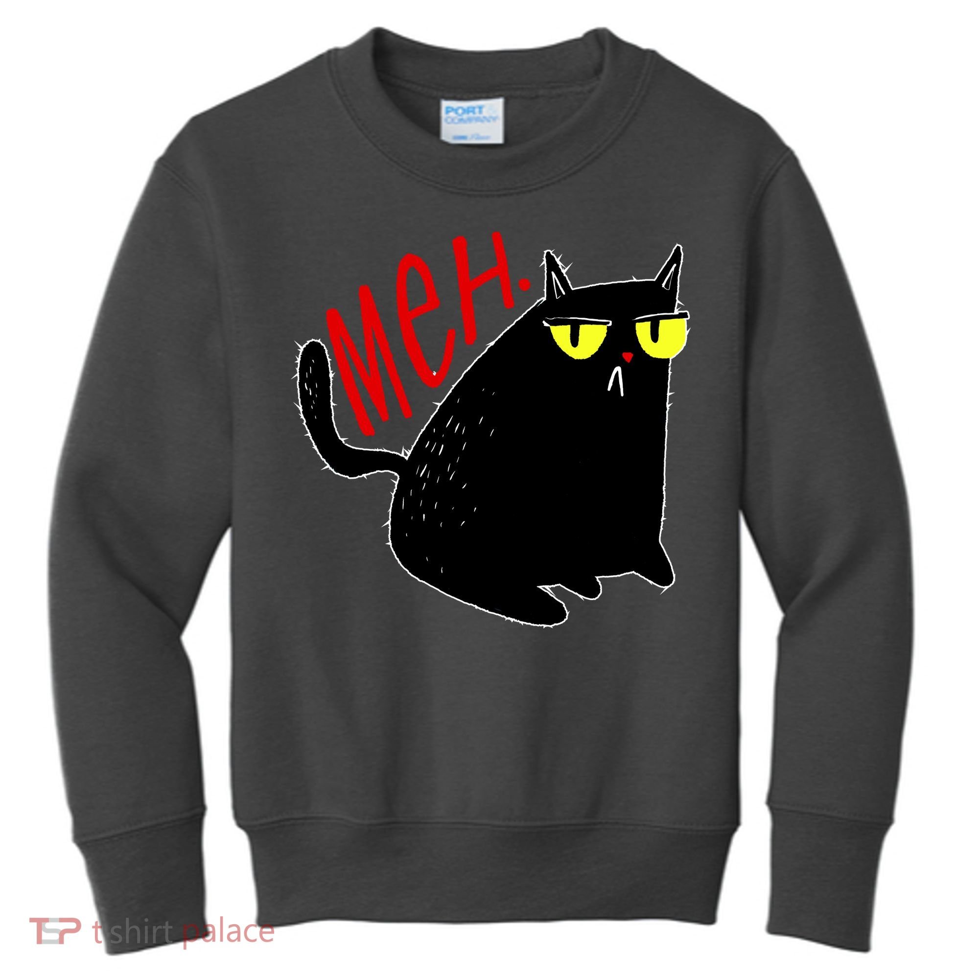 Funny Meh. Cat Meme For Cat Lovers Kids Sweatshirt