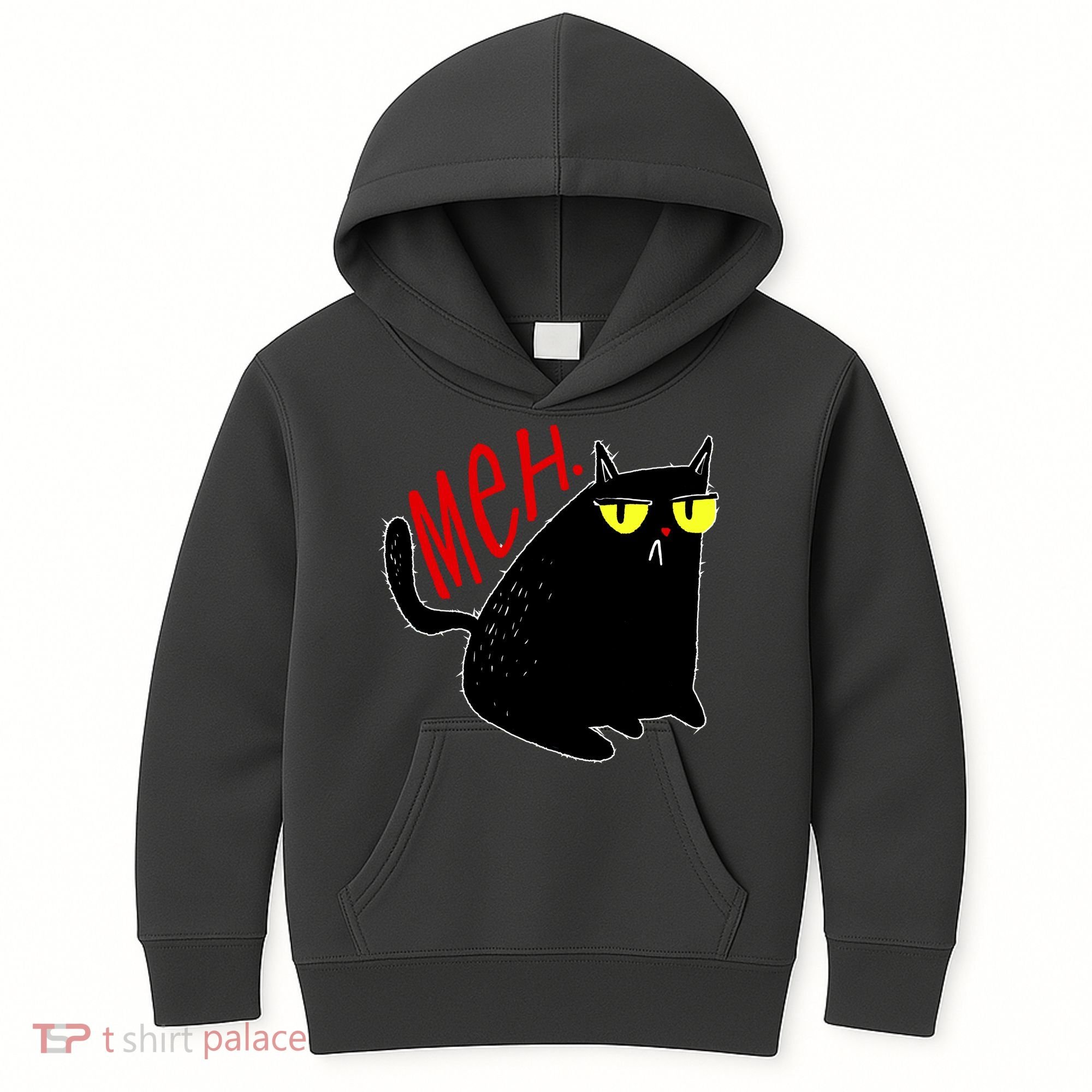 Funny Meh. Cat Meme For Cat Lovers Kids Hoodie