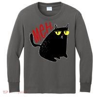 Funny Meh. Cat Meme For Cat Lovers Kids Long Sleeve Shirt thumb 0