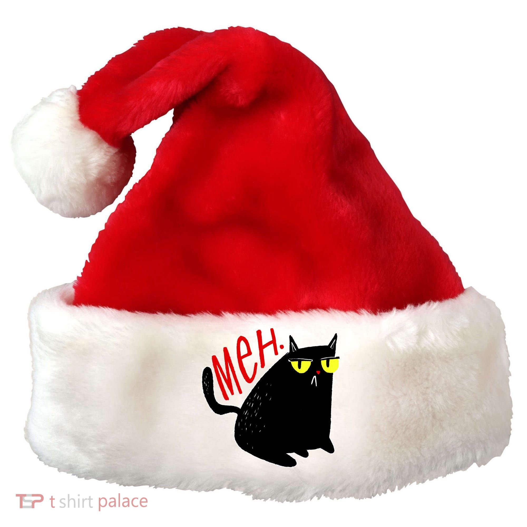 Funny Meh. Cat Meme For Cat Lovers Santa Hat