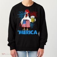 Funny Merica Chicken Beer Drinking 4th Of July Patriotic. Women's Sweatshirt thumb 0