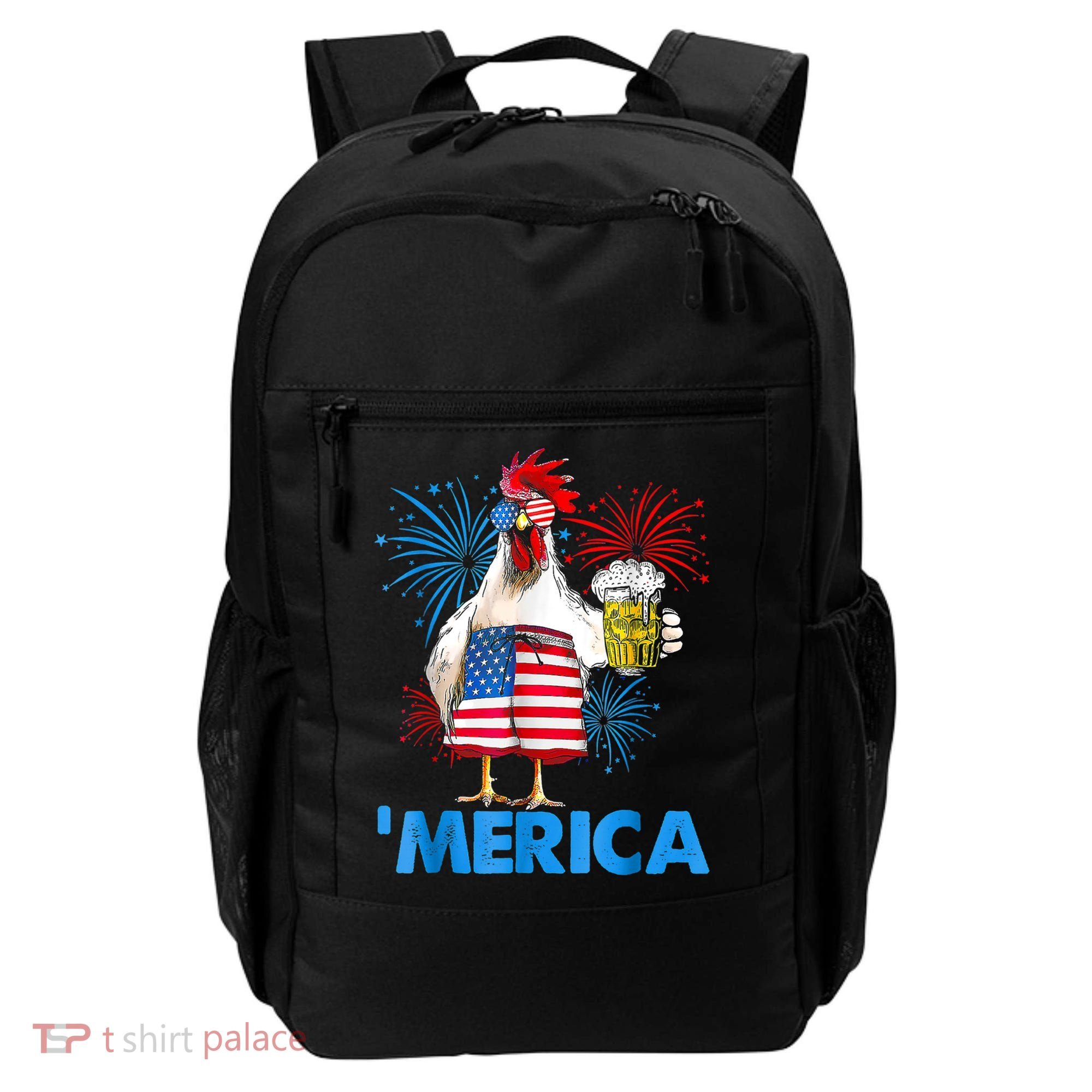 Funny Merica Chicken Beer Drinking 4th Of July Patriotic. Backpack