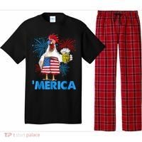 Funny Merica Chicken Beer Drinking 4th Of July Patriotic. Pajama Set thumb 0