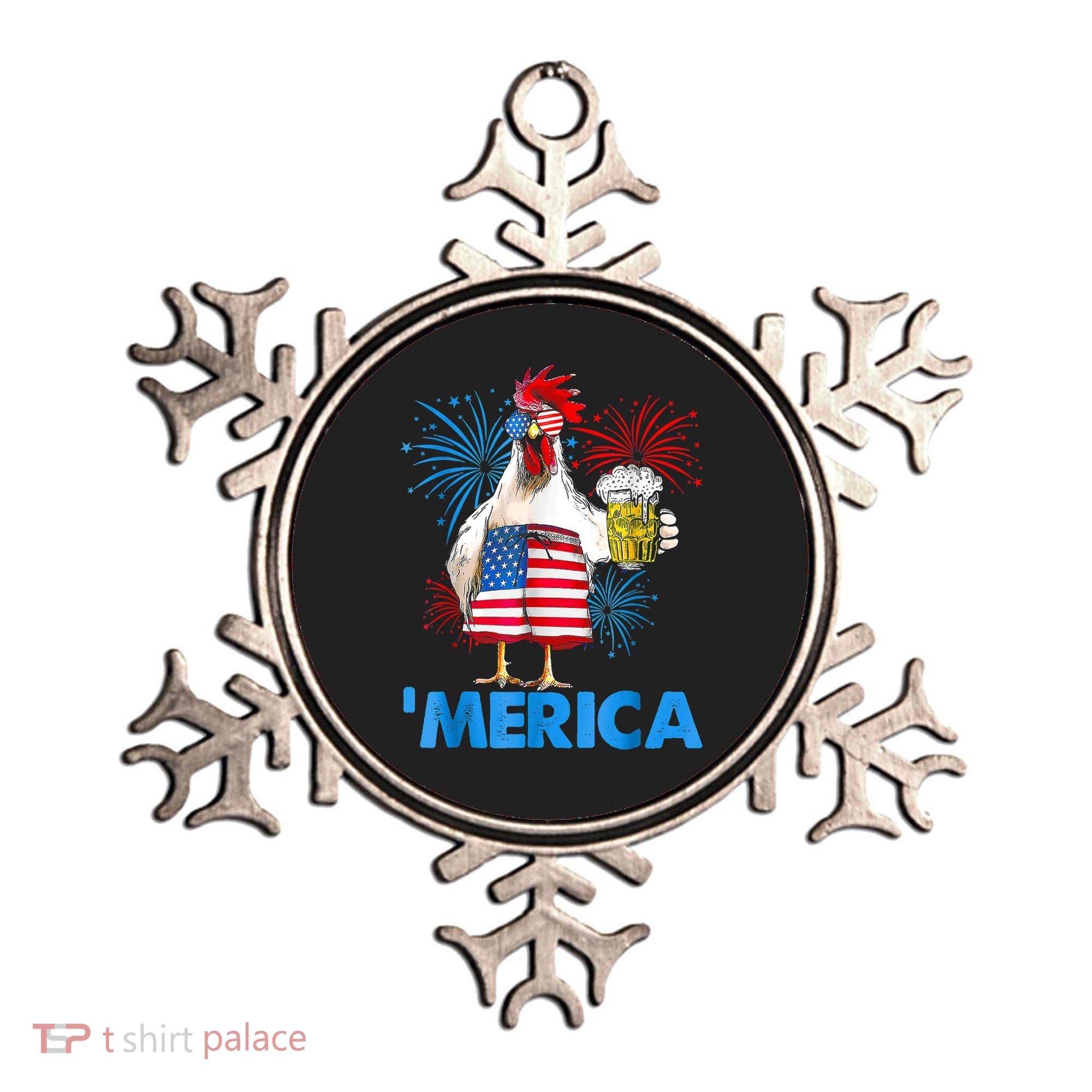 Funny Merica Chicken Beer Drinking 4th Of July Patriotic. Ornament