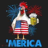 Funny Merica Chicken Beer Drinking 4th Of July Patriotic. Golf Towel thumb 3