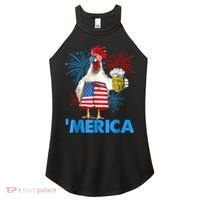 Funny Merica Chicken Beer Drinking 4th Of July Patriotic. Women's Perfect Tri Rocker Tank thumb 0