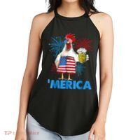 Funny Merica Chicken Beer Drinking 4th Of July Patriotic. Women's Perfect Tri Rocker Tank thumb 2