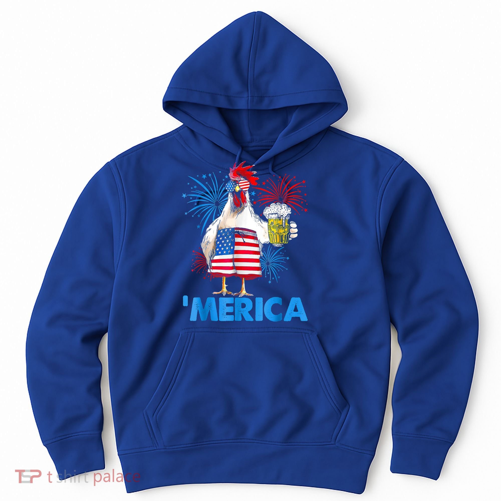 Funny Merica Chicken Beer Drinking 4th Of July Patriotic. Hoodie