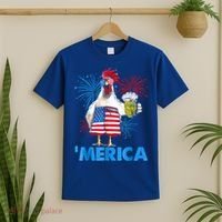 Funny Merica Chicken Beer Drinking 4th Of July Patriotic. T-Shirt thumb 2
