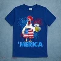 Funny Merica Chicken Beer Drinking 4th Of July Patriotic. T-Shirt thumb 5